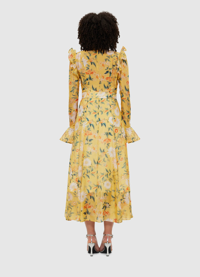 Exclusive Leo Lin Katrina Butterfly Sleeve Midi Dress - Daisy Print