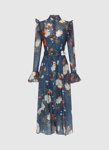 Katrina Butterfly Sleeve Midi Dress - Pear Blossom Print