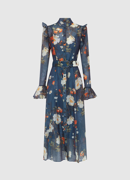 Exclusive Leo Lin Katrina Butterfly Sleeve Midi Dress - Pear Blossom Print