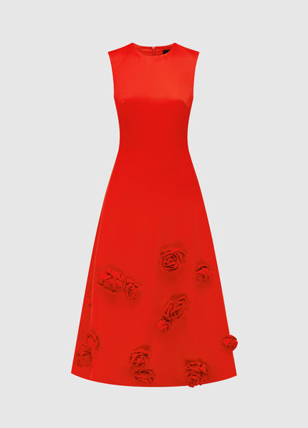 Exclusive Leo Lin Cleo Sleeveless Midi Dress - Scarlet