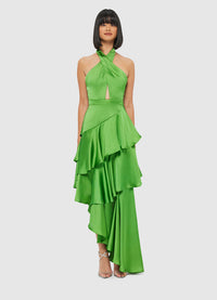 Exclusive Leo Lin Naomi Asymmetric Halterneck Dress in Tropical