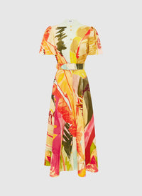 Exclusive Leo Lin from Bianca Short Sleeve Midi Dress in Rainforest Print