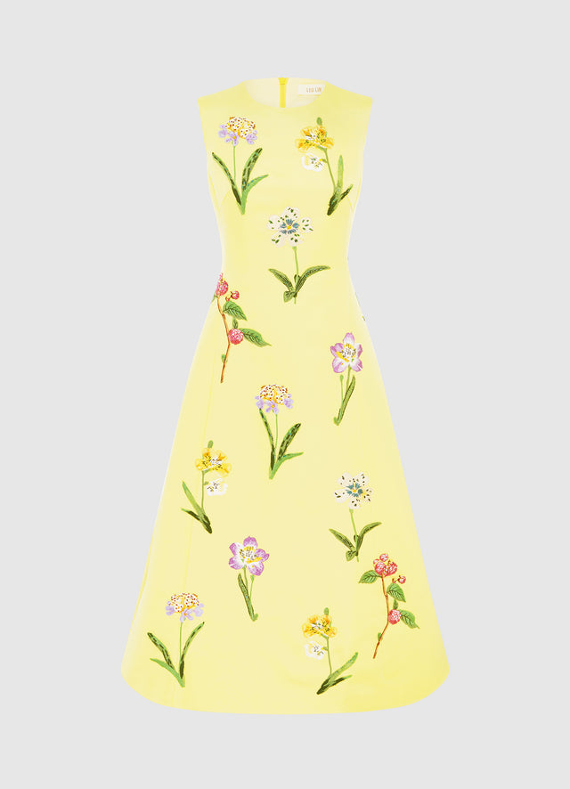 Exclusive Leo Lin Cleo Sleeveless Midi Dress in Wild Flower Print in Sorbet