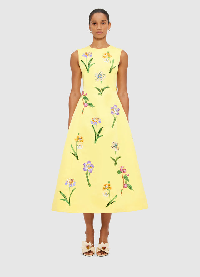 Exclusive Leo Lin Cleo Sleeveless Midi Dress in Wild Flower Print in Sorbet