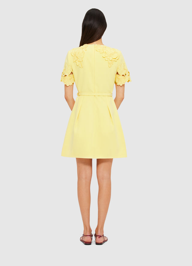 Exclusive Leo Lin Aurélie Appliqué Short Sleeve Mini Dress in Sorbet Yellow