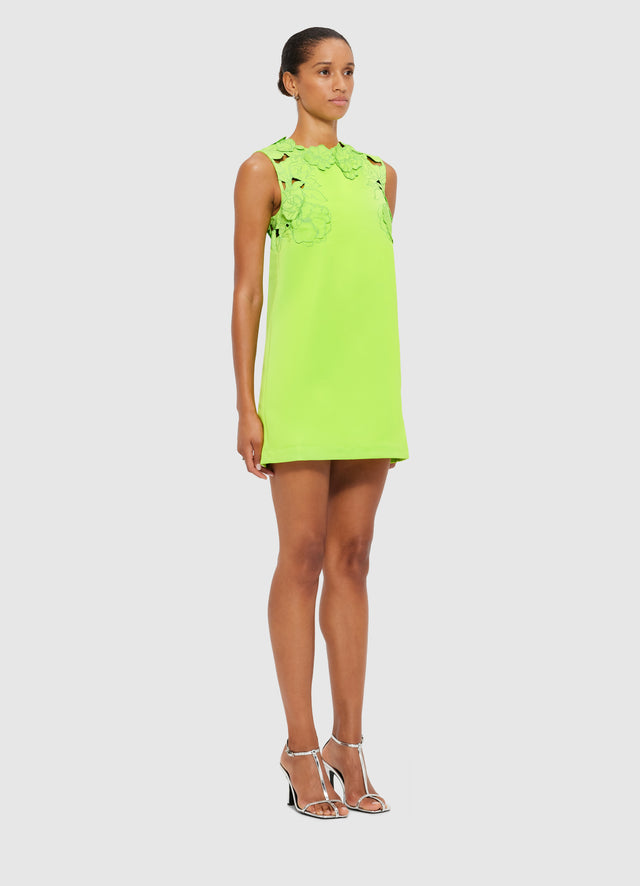 Exclusive LEO LIN Blair Appliqué Mini Dress in Lime