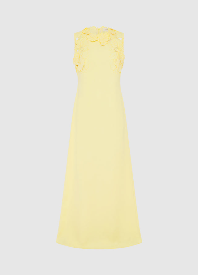 Exclusive Leo Lin Solene Appliqué Maxi Dress in Sorbet Yellow