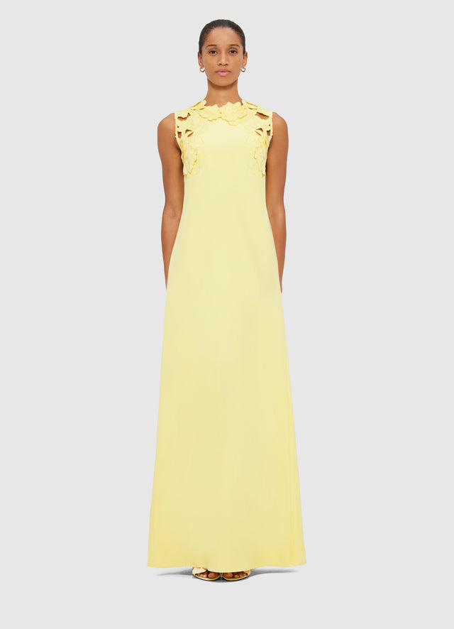 Exclusive Leo Lin Solene Appliqué Maxi Dress in Sorbet Yellow