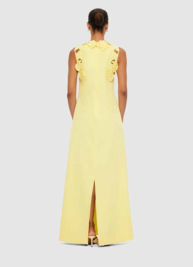 Exclusive Leo Lin Solene Appliqué Maxi Dress in Sorbet Yellow