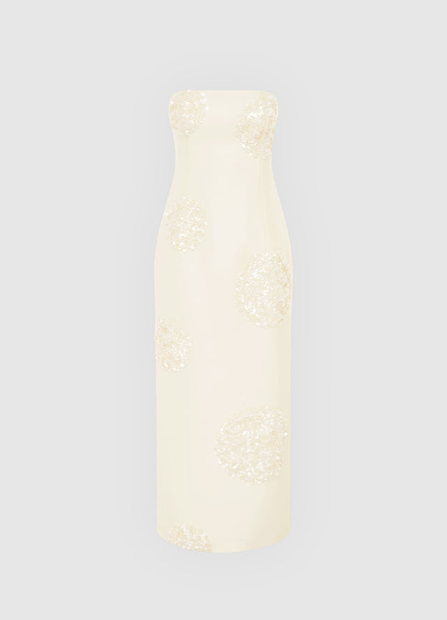 Exclusive Leo Lin Rayna Embellished Bustier Maxi Dress in Cream