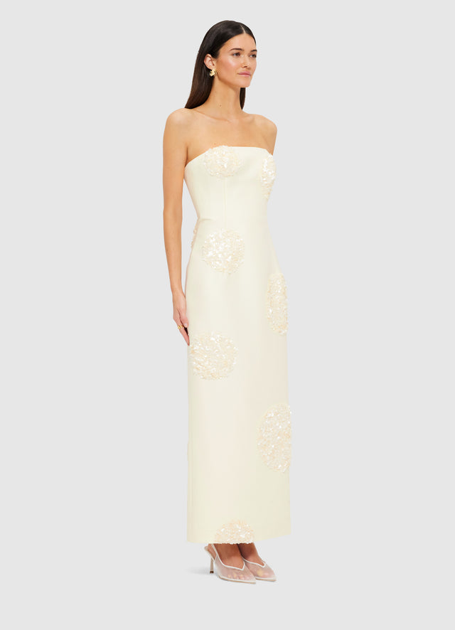 Exclusive Leo Lin Rayna Embellished Bustier Maxi Dress in Cream