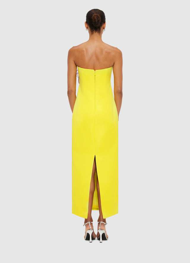 Exclusive Leo Lin Rayna Appliqué Floral Maxi Dress in Iris Print in Yellow