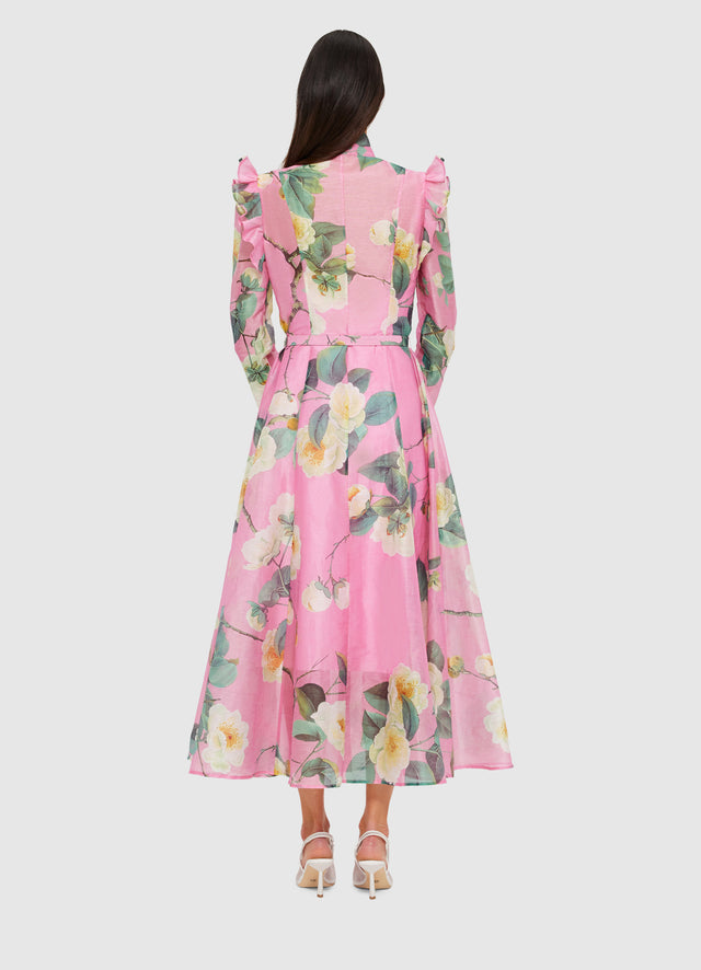 Exclusive Leo Lin Katrina Butterfly Sleeve Midi Dress in Camelia Print