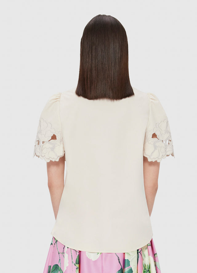 Exclusive LEO LIN Amélie Appliqué Shirt Top in Snow