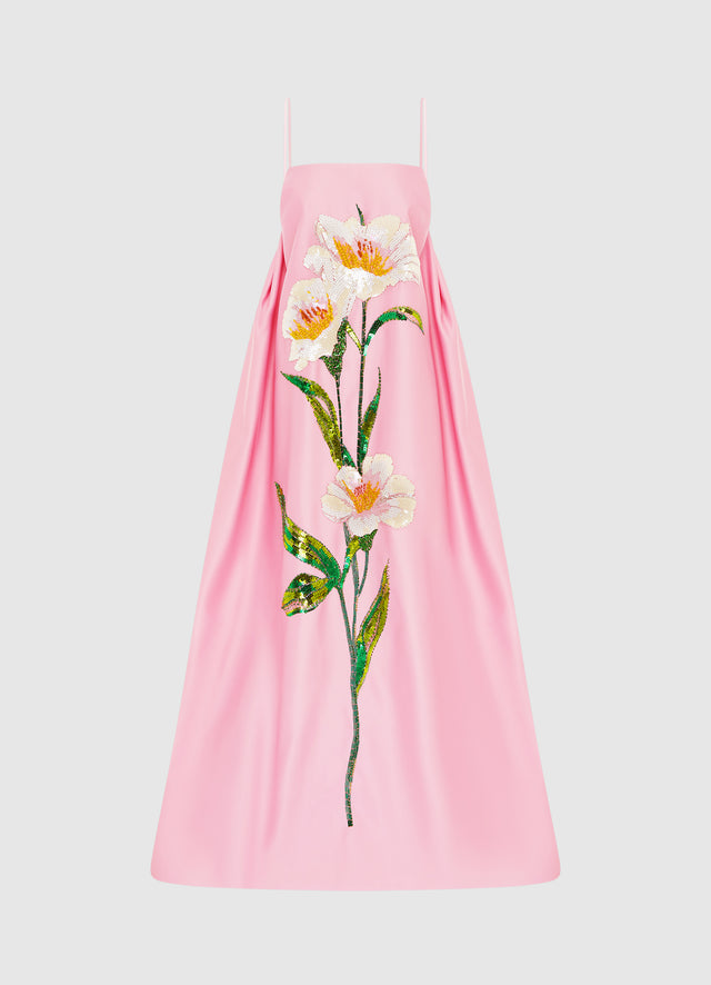 Exclusive Leo Lin Frances Appliqué Maxi Dress in Camelia Print