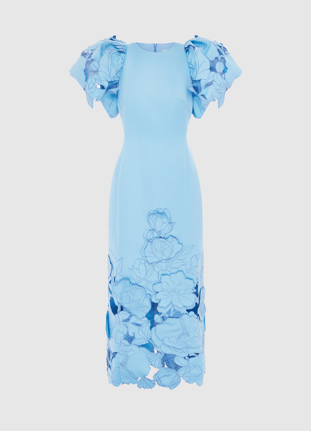 Exclusive Leo Lin Lucinda Appliqué Maxi Dress in Cornflower Blue