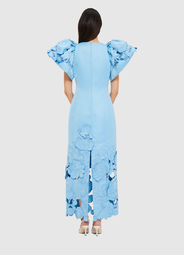 Exclusive Leo Lin Lucinda Appliqué Maxi Dress in Cornflower Blue