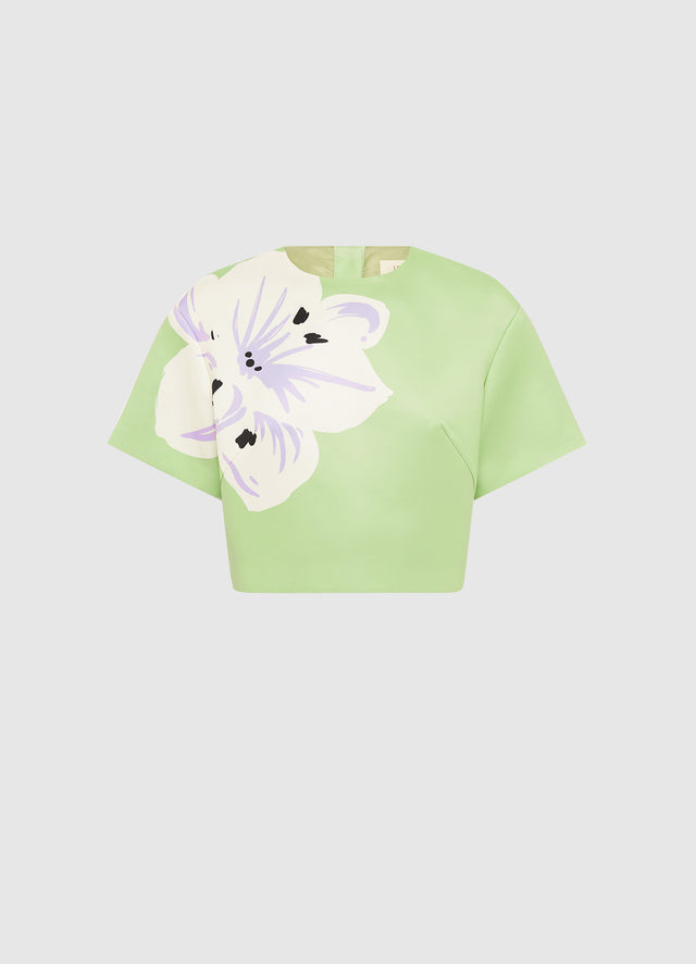 Exclusive LEO LIN Indie Sleeve Top in Hibiscus in Matcha