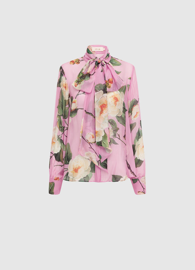 Exclusive LEO LIN Dalia Chiffon Blouse in Camellia Print