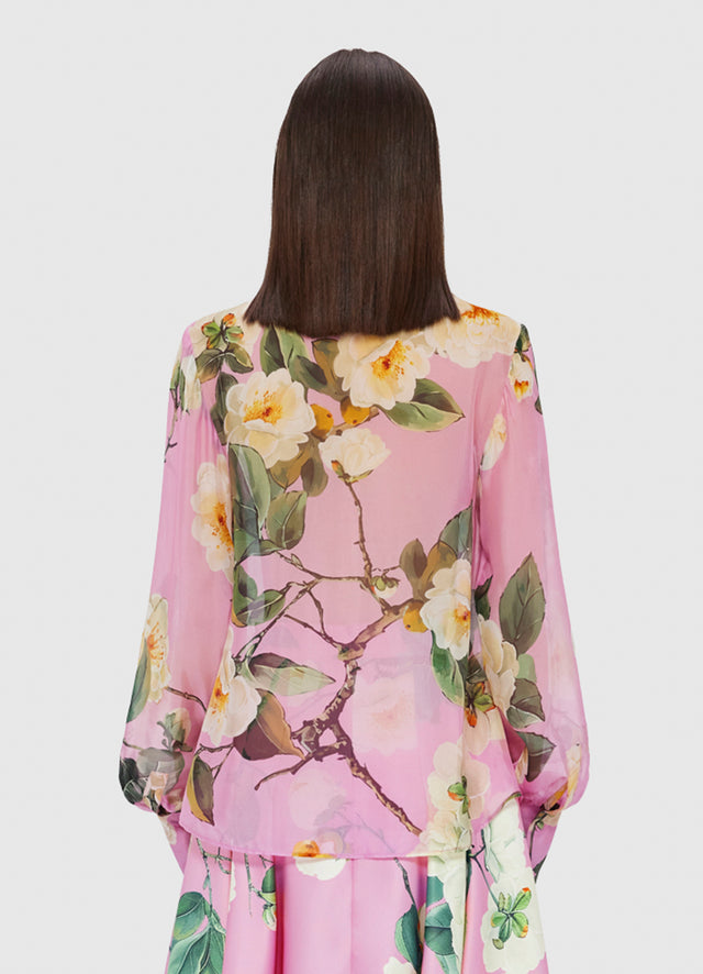 Exclusive LEO LIN Dalia Chiffon Blouse in Camellia Print