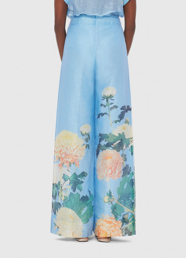 Exclusive LEO LIN Luisa Pants - Hydrangea Print in Cornflower Blue