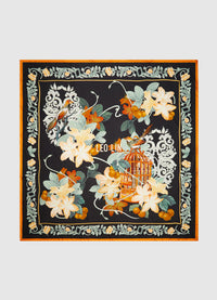 Exclusive Leo Lin Large Silk Scarf in Azalea Print in Twilight