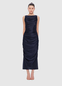 Exclusive Leo Lin Laura Midi Dress in Oxford Blue