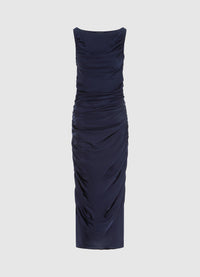 Exclusive Leo Lin Laura Midi Dress in Oxford Blue