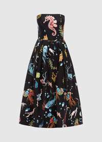 Exclusive Leo Lin Leanne Bustier Midi Dress in Twilight Print in Black 