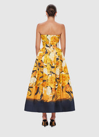 Exclusive Leo Lin Lynn Bustier Midi Dress in Adorn Print in Royal