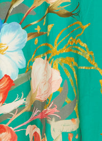 Maxima Puff Sleeve Midi Dress - Opulent Print in Verdant