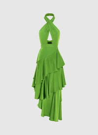 Exclusive Leo Lin Naomi Asymmetric Halterneck Dress in Tropical