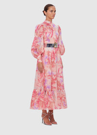 Exclusive Leo Lin Nayla Midi Dress in Swallow Print in Lush