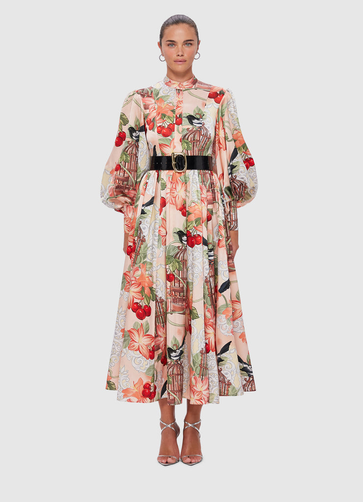 Nellie Midi Dress - Azalea Print in Fortune | LEO LIN® Official Website