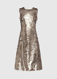Priscilla Sequin Sleeveless Tie Back Midi Dress - Gold