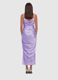 Exclusive Leo Lin Rachel Cowl Neck Slip Midi Dress in Lilac