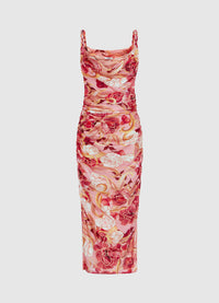 Exclusive Leo Lin Rachel Cowl Neck Slip Dress in Adorn Print in Passion