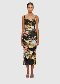 Rachel Cowl Neck Slip Dress - Opulent Print in Mystic
