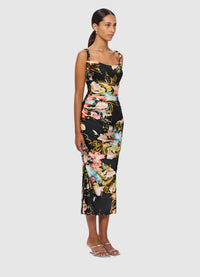 Rachel Cowl Neck Slip Dress - Opulent Print in Mystic