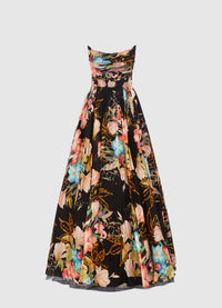 Rania Bustier Gown - Opulent Print in Mystic