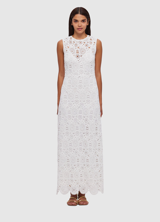 Exclusive Leo Lin Serena Crochet Midi Dress in Snow