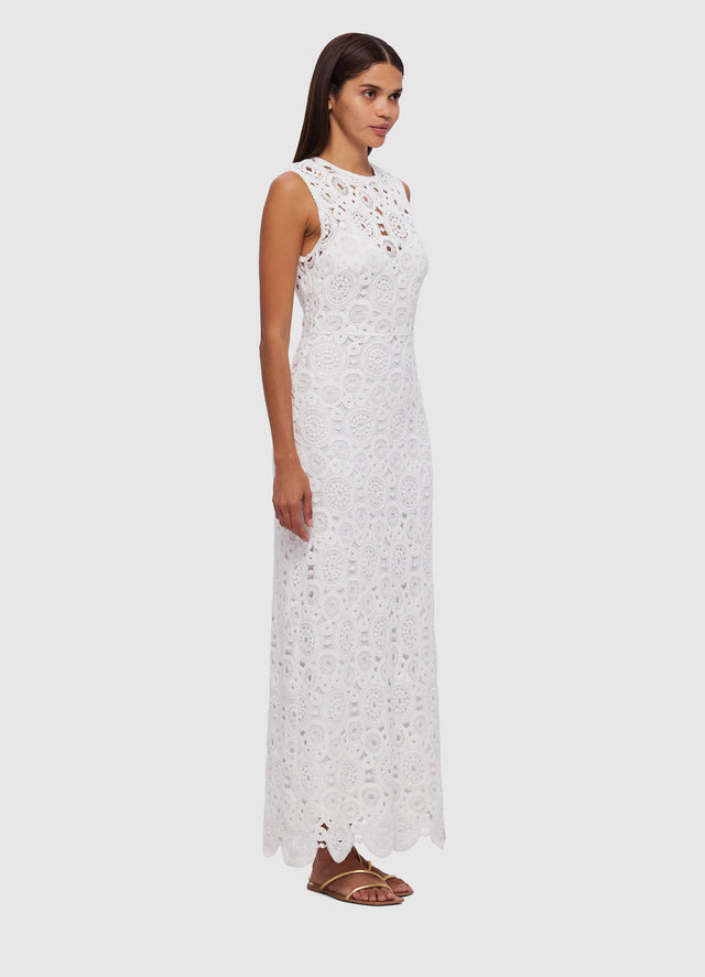 Exclusive Leo Lin Serena Crochet Midi Dress in Snow