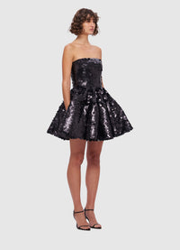 Skye Sequin Bustier Mini Dress - Ebony
