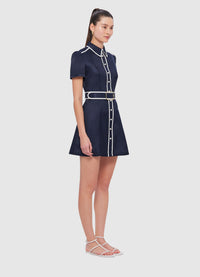 Exclusive Leo Lin Spencer Shirt Mini Dress in Oxford Blue