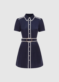 Exclusive Leo Lin Spencer Shirt Mini Dress in Oxford Blue