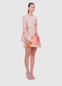 Exclusive Leo Lin Suzanne Bell Sleeve Mini Dress in Euphoria Print