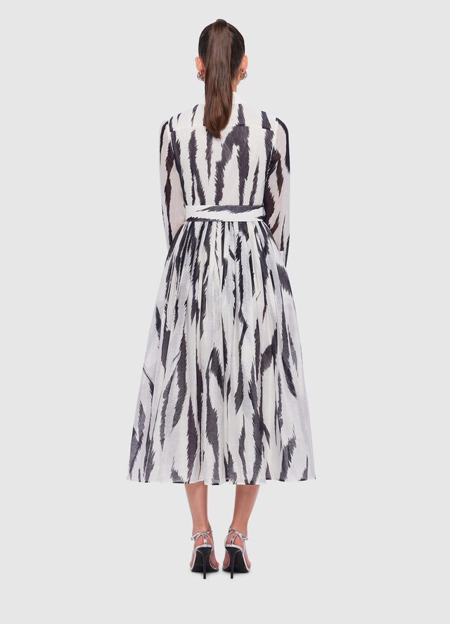 Exclusive Leo Lin Veronica Shirt Midi Dress in Tiger Print in White