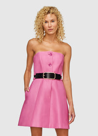 Bella Leather Bustier Mini Dress - Bubblegum