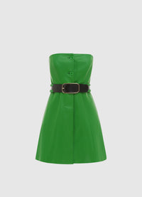 Bella Leather Bustier Mini Dress - Jade