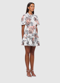 Brianna Short Sleeve Mini Dress - Harmony Print in Ming